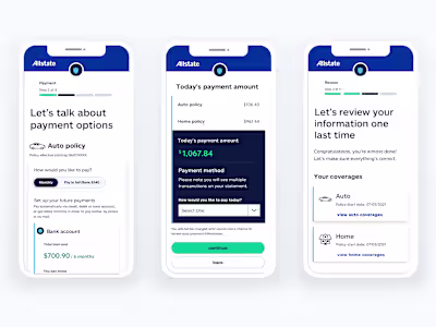 UX/Visual Designer for Allstate Insurance - Payment Page Design
