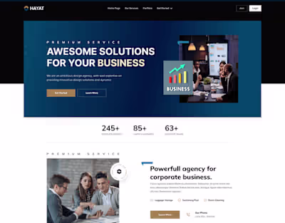 Business consultancy landing page design (Dark mood)