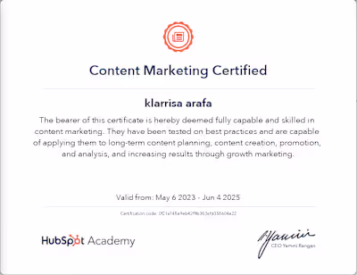 Content Marketing Certification from HubSpot