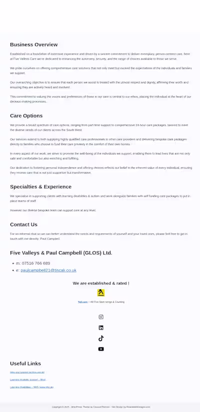 I help Five Valleys Care turn a bare placeholder into a full...
