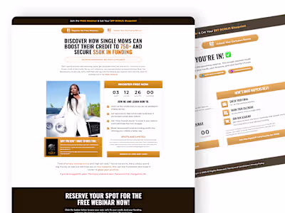 Webinar Registration & Confirmation page
