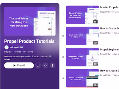 Propel Product Tutorials