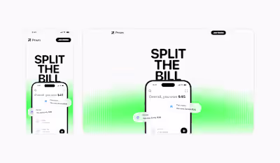 website design for prism, a