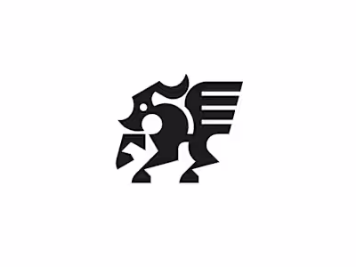Mythical pegasus horse dragon logo blends the grace of a peg...