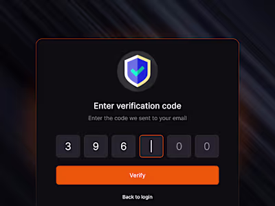Enter authentication code modal - designed for a Fintech SaaS.
