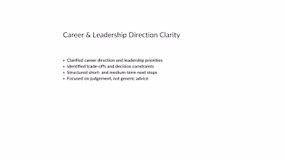 Example of structured advisory work focused on clarifying ca...