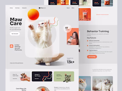 Mawcare - Cat care UI/UX, web design, pet care website