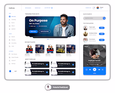 PodPulse: Podcast Streaming Web App UI Design
