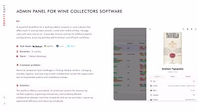 Admin Panel for wine collectors