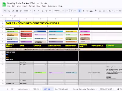 Monthly Marketing Calendar Tracker