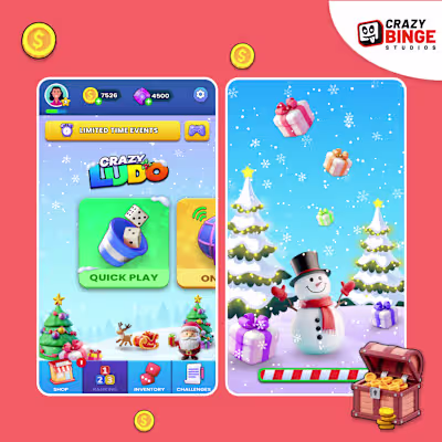 Christmas theme UI/UX design for Crazy Ludo game