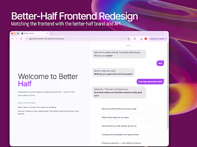 Better-Half.ai Chat Interface Redesign