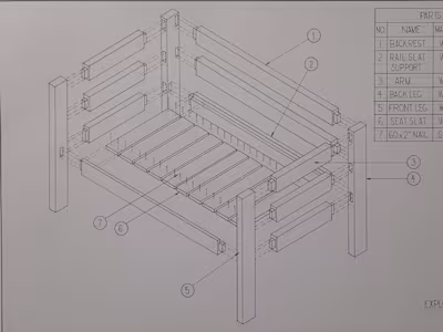 WOODEN BOX SOFA | MANUAL DRAFTING (BY HAND)