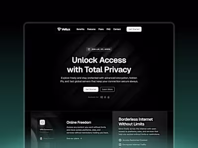 Veilux VPN & Privacy Focused Tech Website in Framer Veilux i...