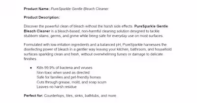 Pure Sparkle Gentle Bleach Cleaner Development