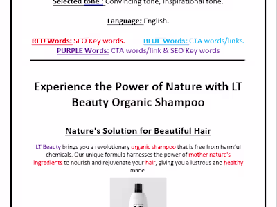 Landing page for an organic shampoo marketing!