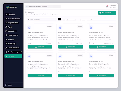 Real Estate Resources & Document Management Dashboard UI A c...