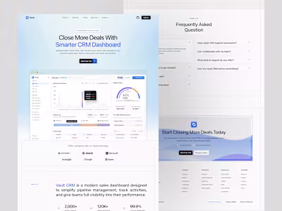 CRM Landing Page and Dashboard Design