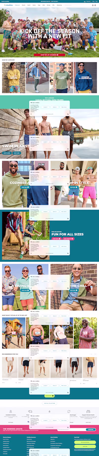 Optimized Chubbies store with CRO updates to product page