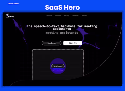 SaaS hero section design for