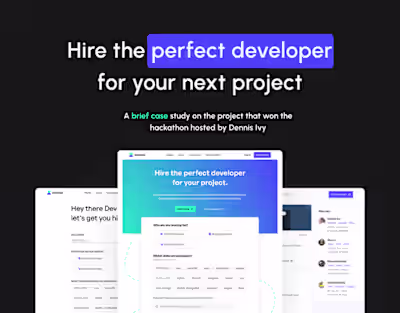 Website for hiring developers - Hackathon Winner on Behance