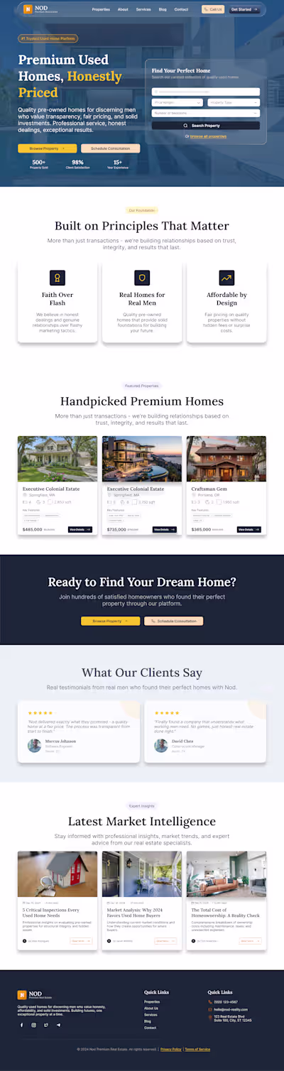 NOD Landing Page Design for Premium Used Homes