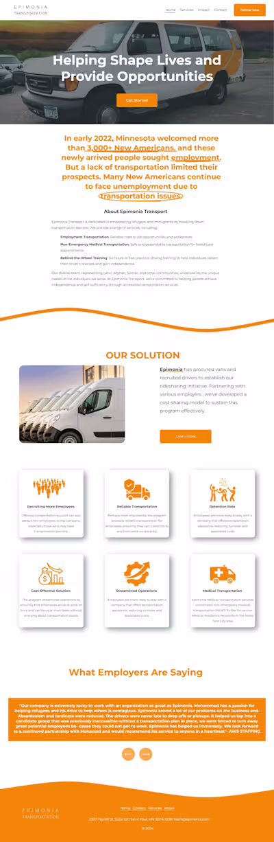 Website Design for Transport business