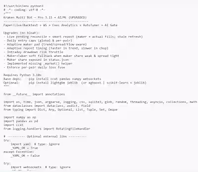 AI Trading Bot – Pro 3.15 (AI/ML Enhanced)