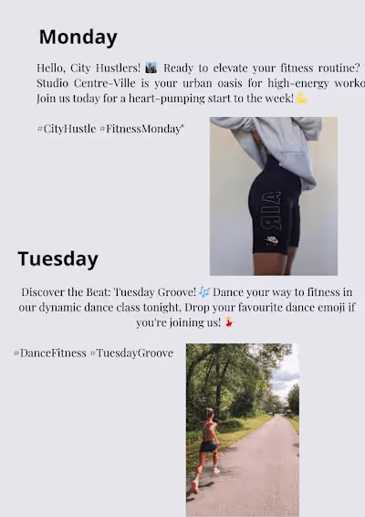Social Media Weekly plan