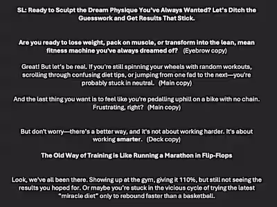 Sales Page for a fitness company 