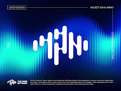 Letter 'T' + 'P' + 'N' - Soundwave Logo for a Business Podca...