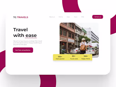 Landing page design for a travel agency
