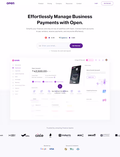 Open: Landing Page and Multi-Page Web Design