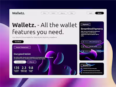 Walletz | Digital Wallet Landing Page Design