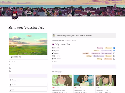Notion Language Learning Hub