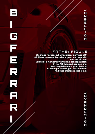 “Ferrari” visual on a track Father Figure by Jon Bellion. Tr...