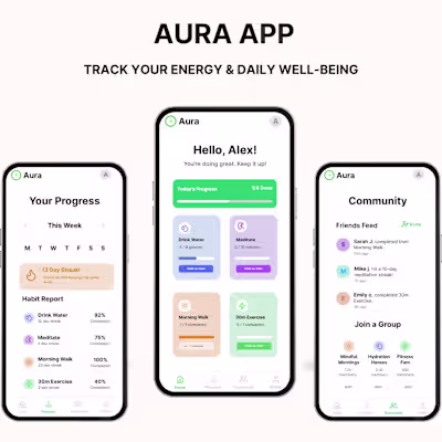 Aura Health & Wellness App Design