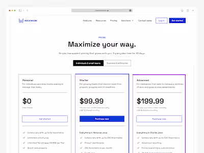 Saas Pricing page