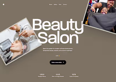Landing page hero concept for a beauty salon.