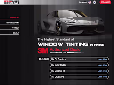 Auto Tint Shop Custom Website Development