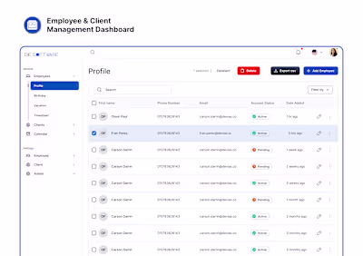 Employee and Client Management Dashboard Design