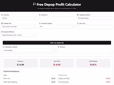 Depop Calculator 2025