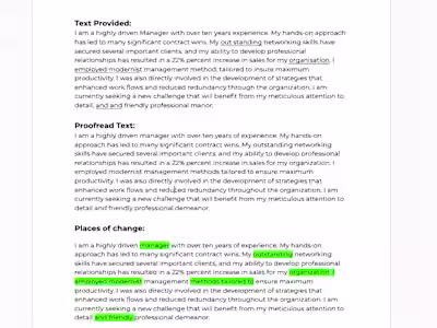 Proofreading Personal Statement - Experienced Manager