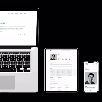 UX/UI Design for Personal portfolio website - Cameron Cobb