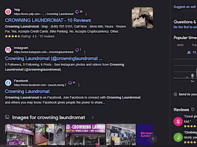 Local SEO optimization - Crowning Laundromat NY Google rank #1 