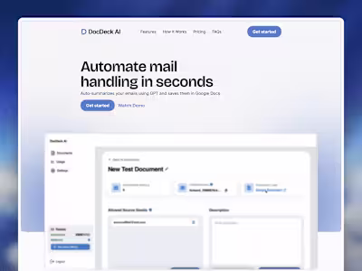 DocDeck AI Landing Page Redesign