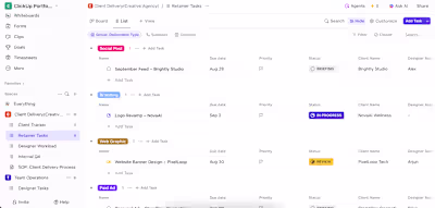 ClickUp Retainer Workflow Demo for Creative Agencies