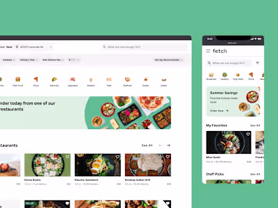 Web Design for Fetch Food Delivery