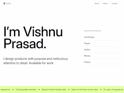 Webflow site for a Product designer