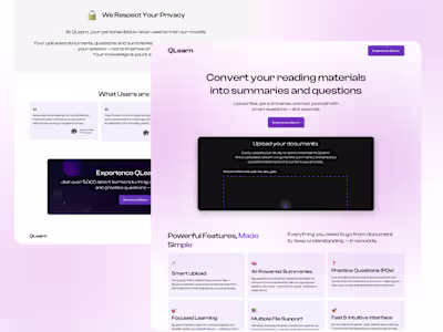 UI/UX Design for QLearn AI Learning Platform